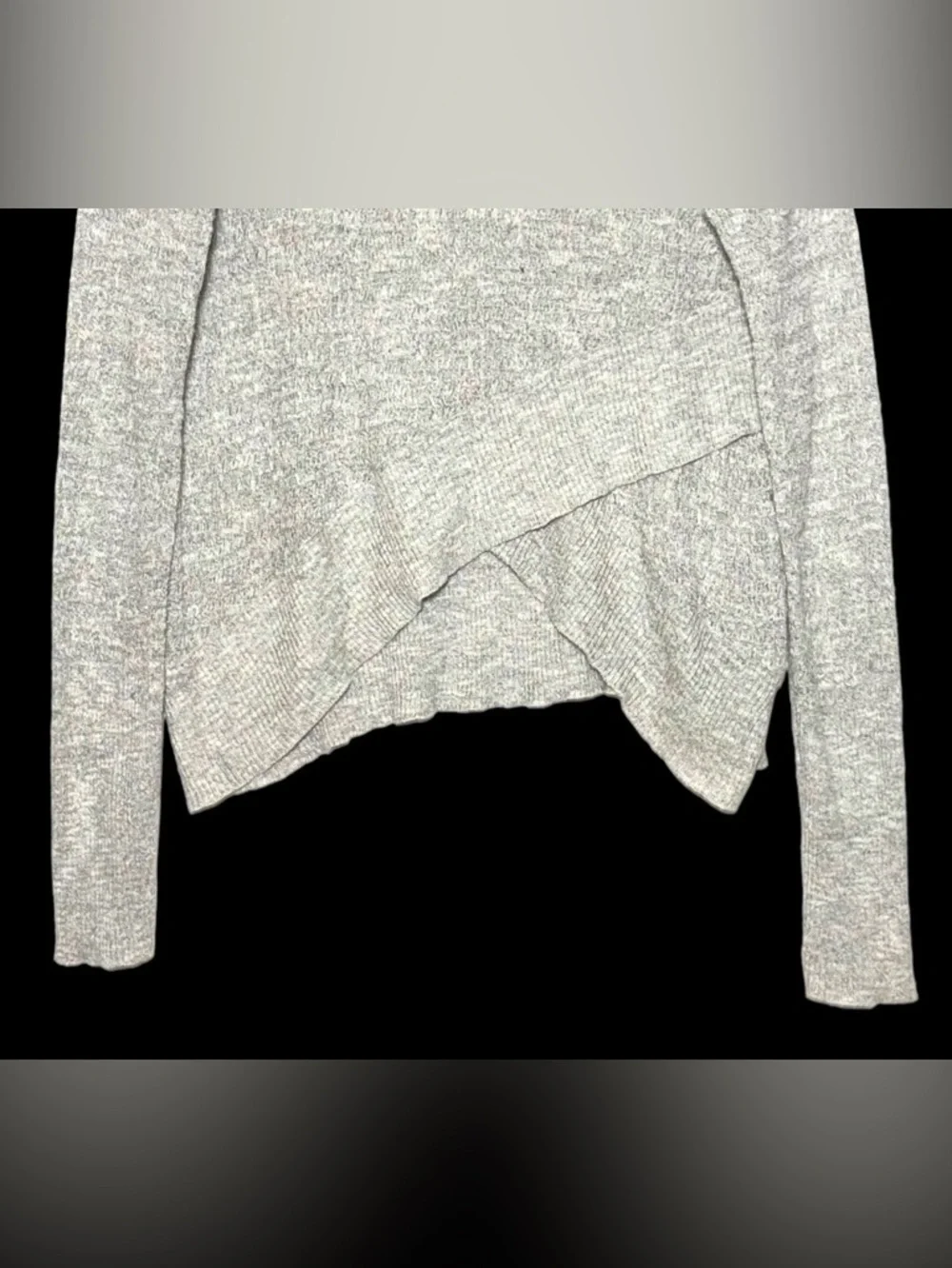 Free People X Revolve Gray Crossover Hem Mock Neck Sweater, Relaxed Fit, Medium